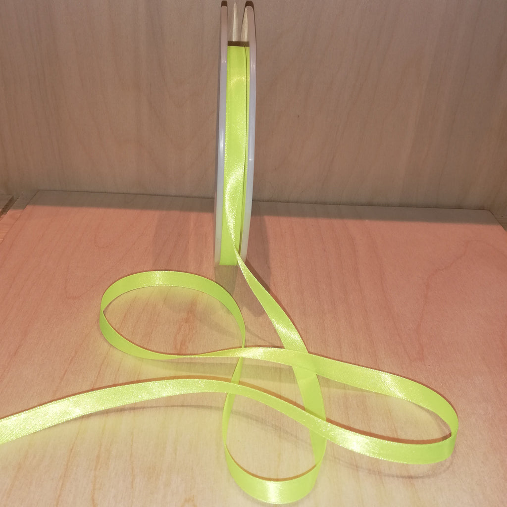 Neon satijnlint 10mm/50m - fluo geel